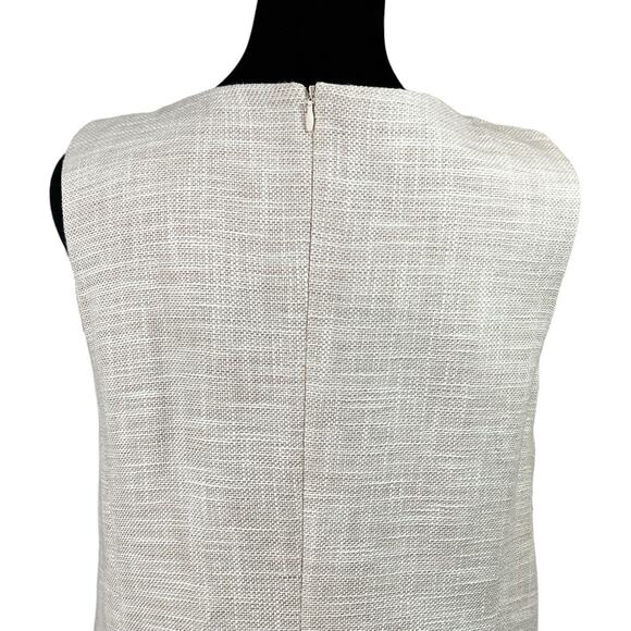 Talbots Ivory Sleeveless Tweed Sheath Dress Size 12 Beige Taupe Back Zip - Picture 4 of 11